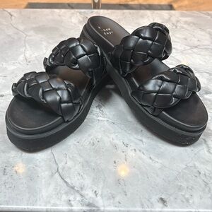 a new day Black Braided Double-Strap Platform Sandals